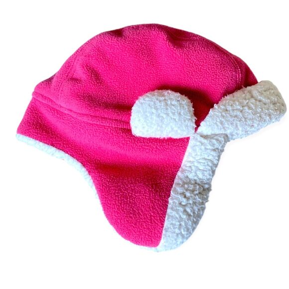 Girls Winter Hat Size 4-7 Fleece Trapper Hat Pink Cover Ears Flap Faux Shearling - Picture 10 of 11